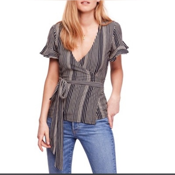 Free People Black and White Striped Blouse Sz.-S - Picture 7 of 13